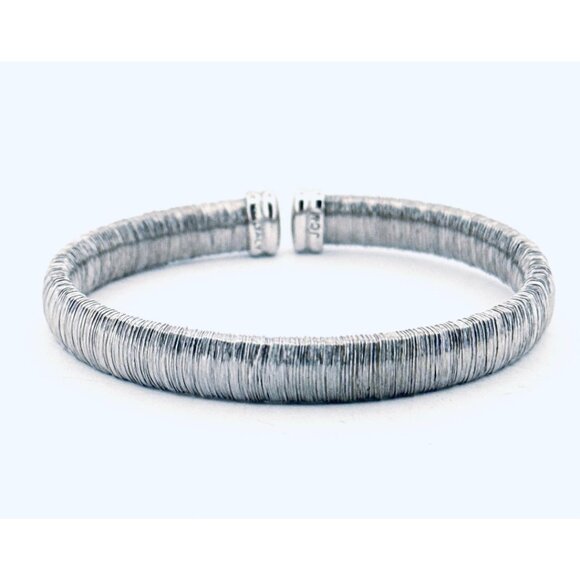 Estate JCM Italy Sterling Silver 925 Wire Wrapped Flexible Bangle Bracelet 6.5” - Picture 1 of 10